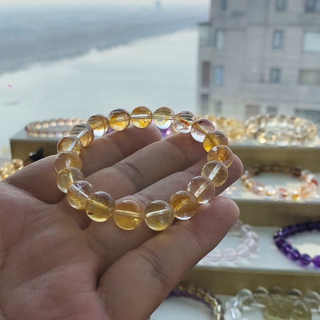 水晶未镶嵌手链黄胶花水晶手串