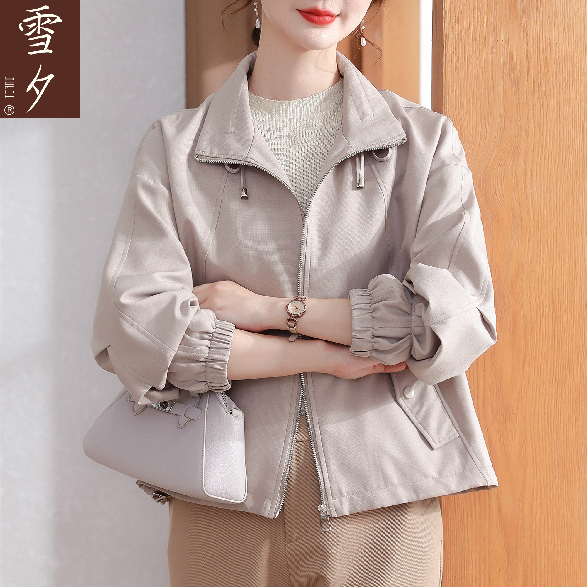 小个子妈妈秋装风衣外套2025新款中老年女装早秋高级感薄款上衣服