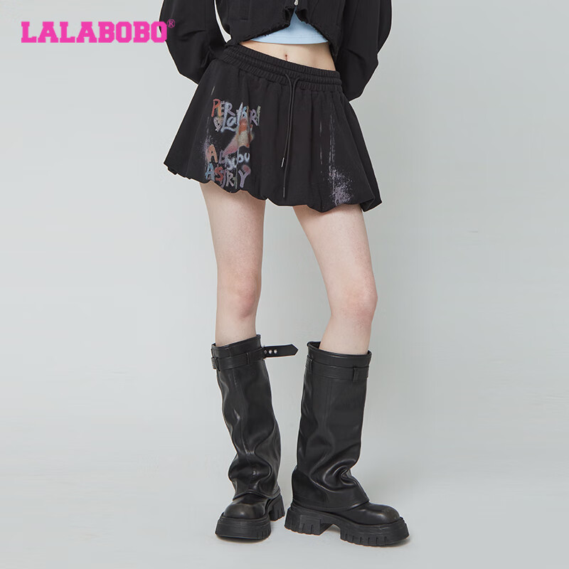 8035【金金咪】LALA涂鸦短裙高腰显瘦可爱半身短裙RBDC-ZQ11