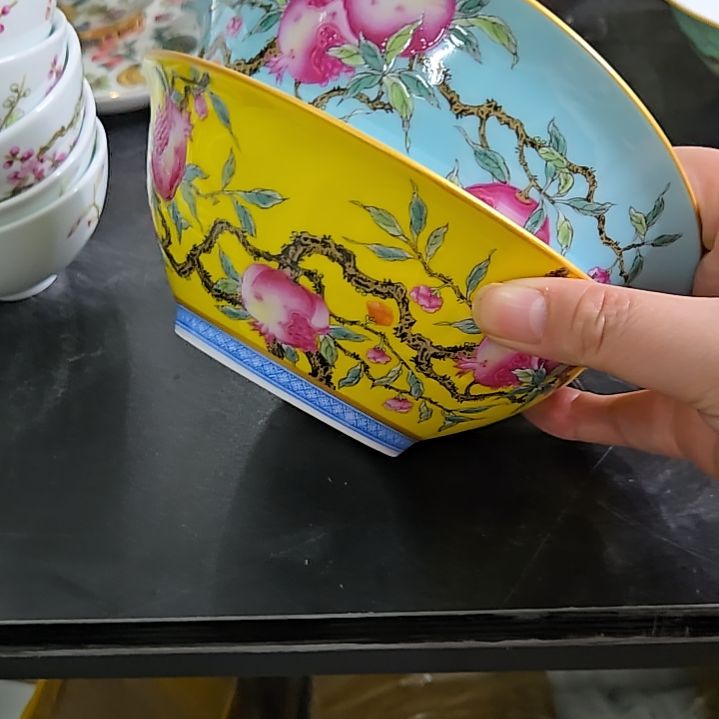 瓷片微瑕珐琅彩6寸2个面碗6666
