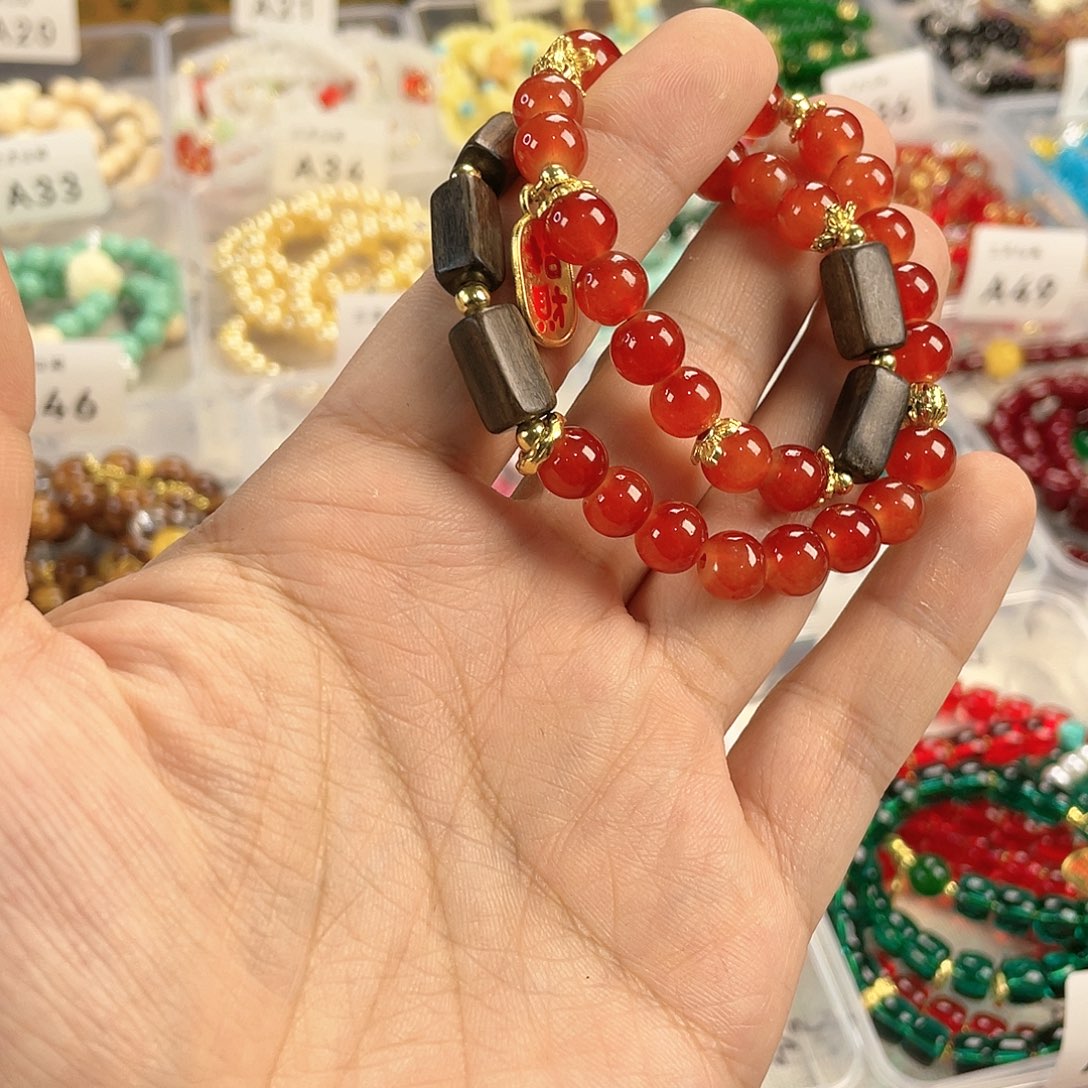 玉髓手饰银S925镀金镶嵌