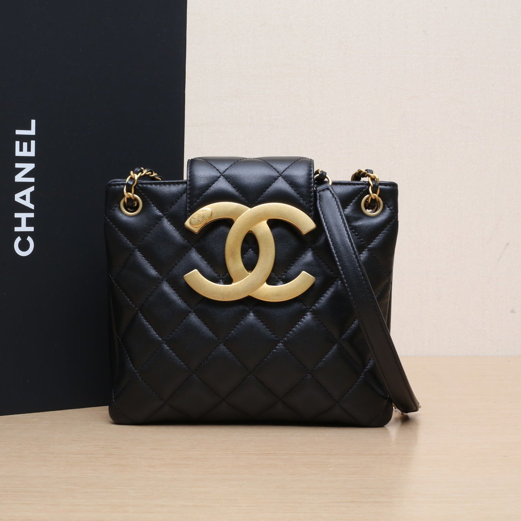 99新 Chanel/香奈儿 【黑黑】24C早春度假系列斜挎包 黑色 金扣