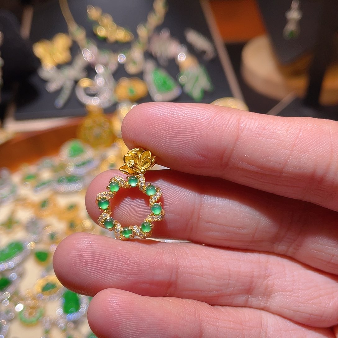 翡翠吊坠(不含链)银S925镶嵌