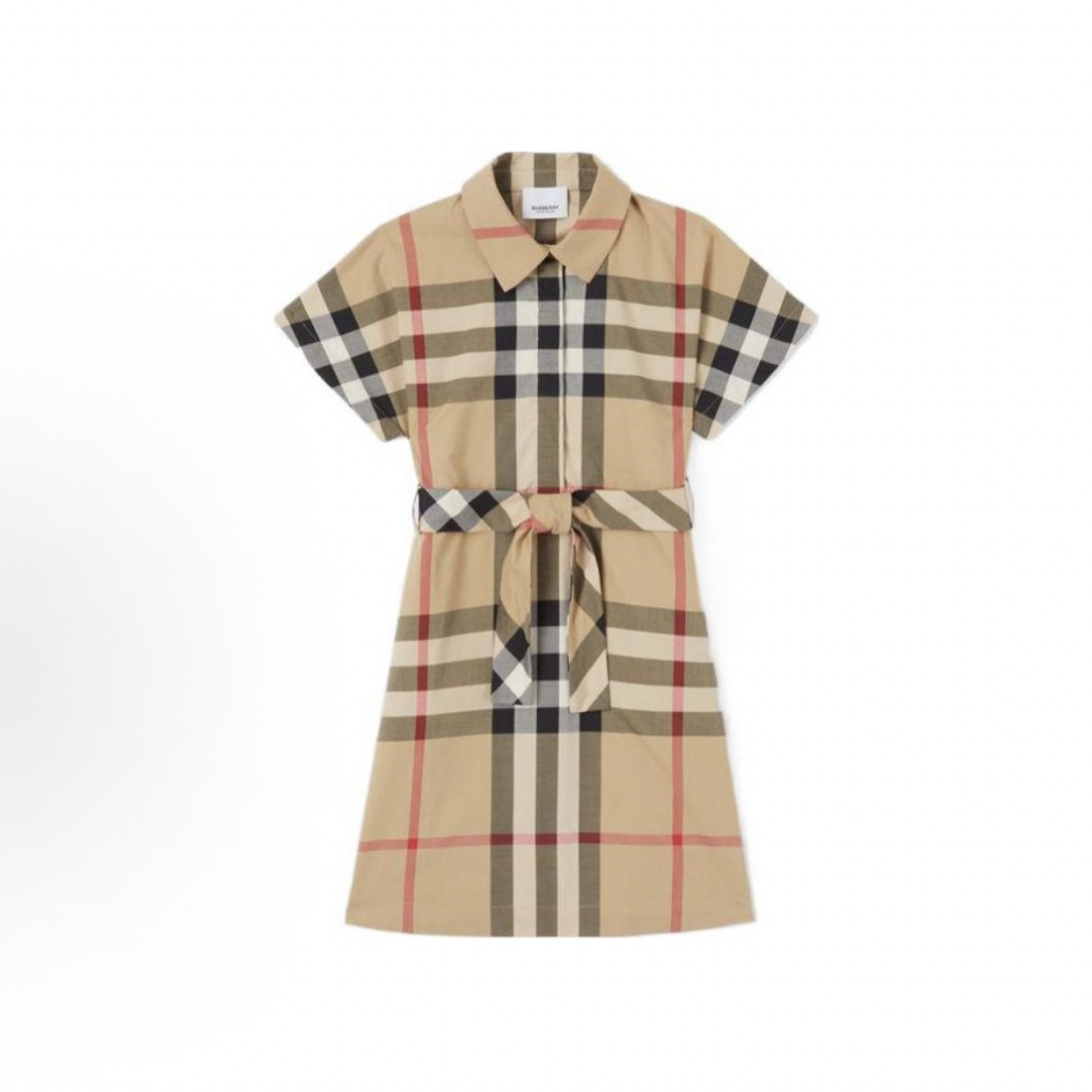 99新 BURBERRY/博柏利 格纹短袖连衣裙/8Y/A05504