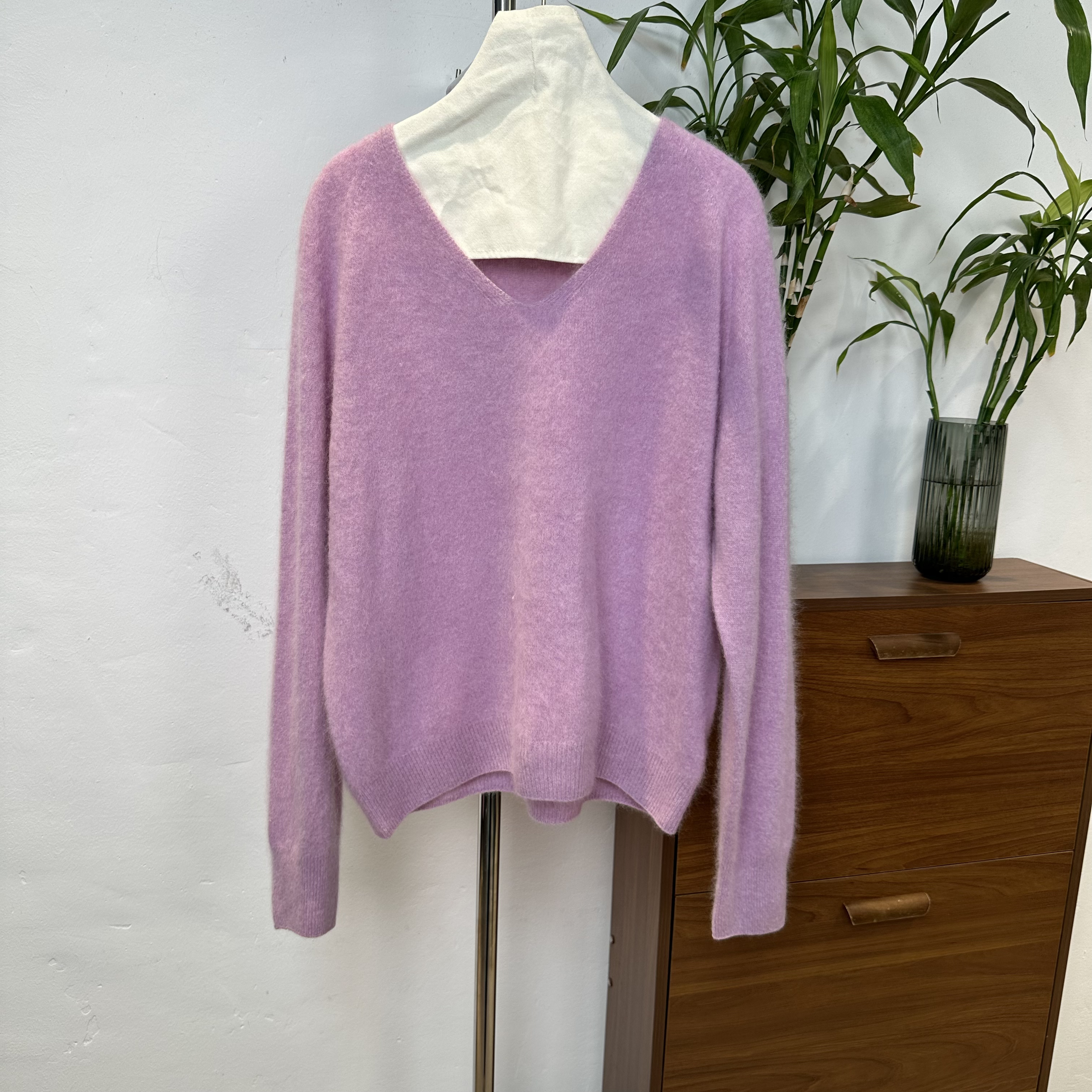 V领拉绒保暖针织衫女士长袖秋冬V领上衣