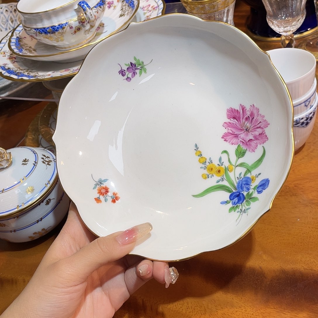 瓷片中古一等花卉盘