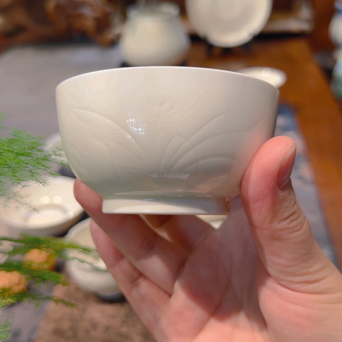 微澜定瓷 兰花罗汉盏120cc 薄胎