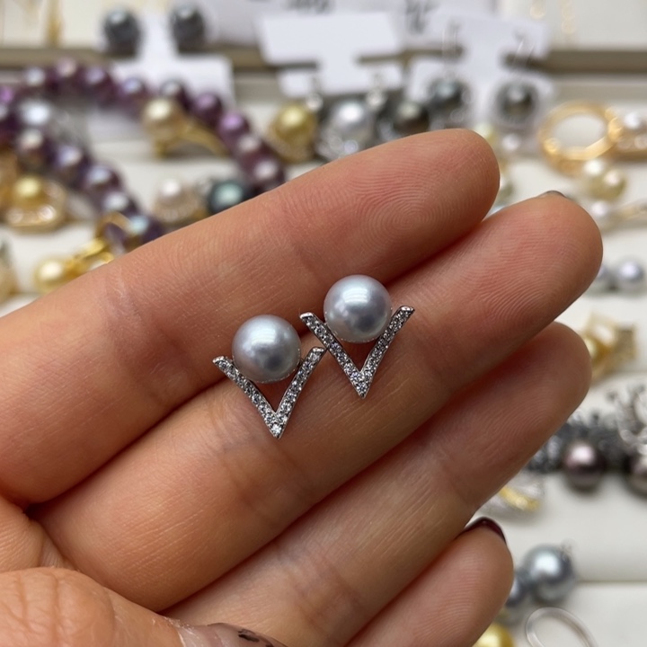 海水珍珠耳饰银S925镶嵌