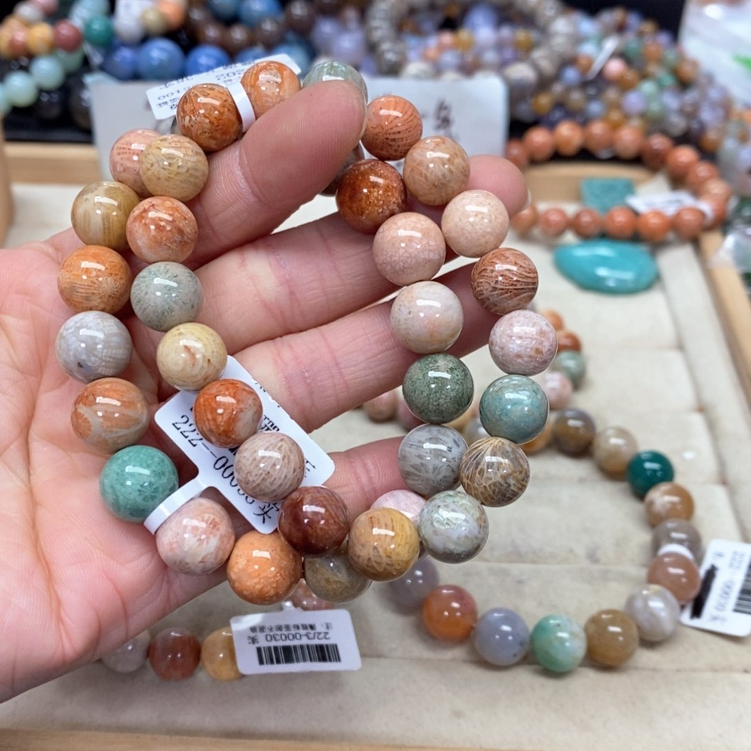 硅化珊瑚（珊瑚玉）手链未镶嵌?*香399