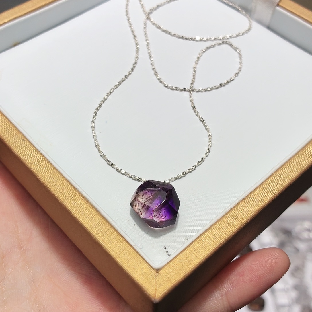 水晶未镶嵌吊坠(不含链)新！紫超七 随形 打孔定制不退换