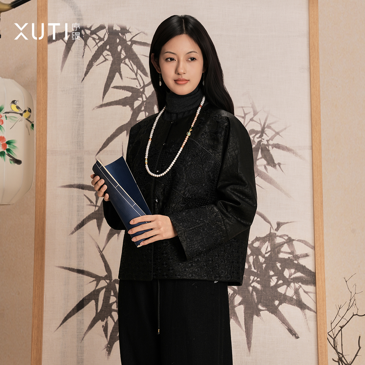 序缇『江舟夜泊』100%桑蚕丝新中式外套女冬季上衣H30-26712