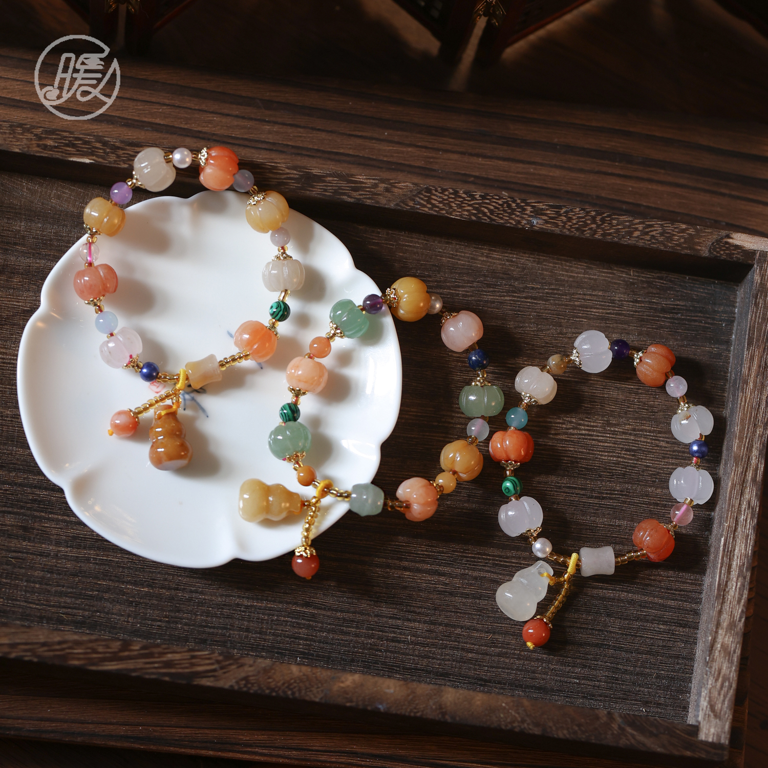 单圈石英质玉金丝玉带葫芦吊坠手串Y10多样性发一