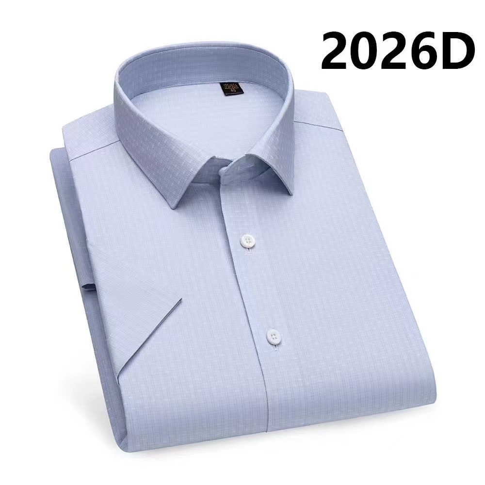2026-2027长袖免烫休闲条纹免烫衬衫春季男男100%棉暗格正装