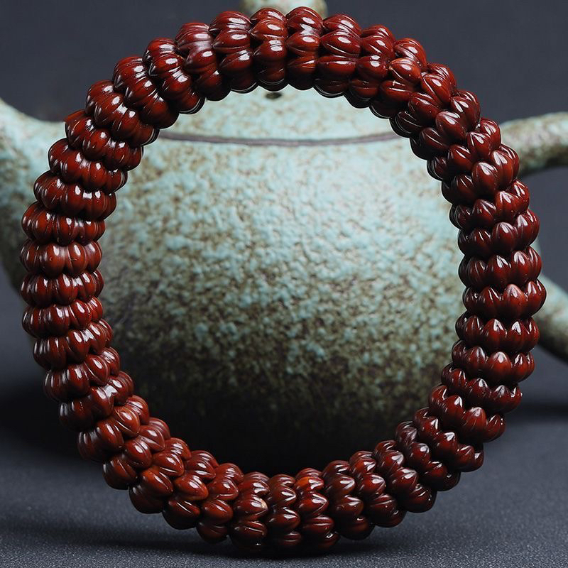 九转莲花紫金鼠菩提手串降魔圈透雕文玩手把件男女款莲花手串精品