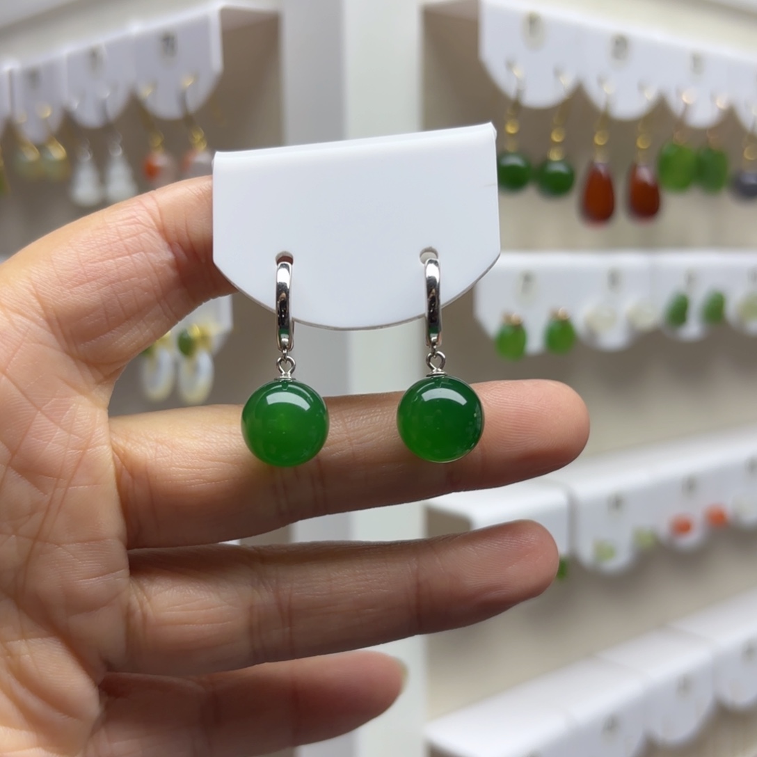 银S925镶嵌耳饰玛瑙/玉髓