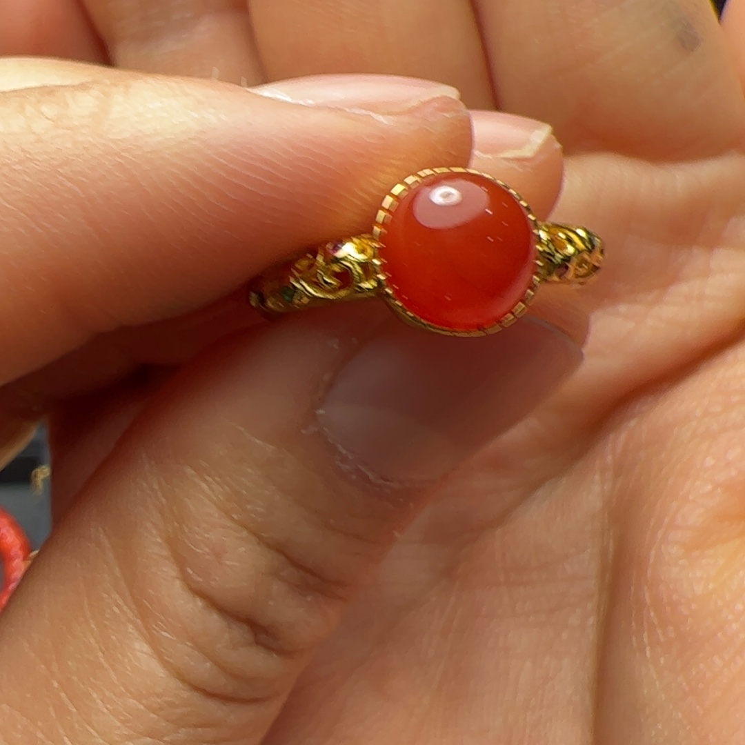 南红玛瑙银S925镶嵌戒指