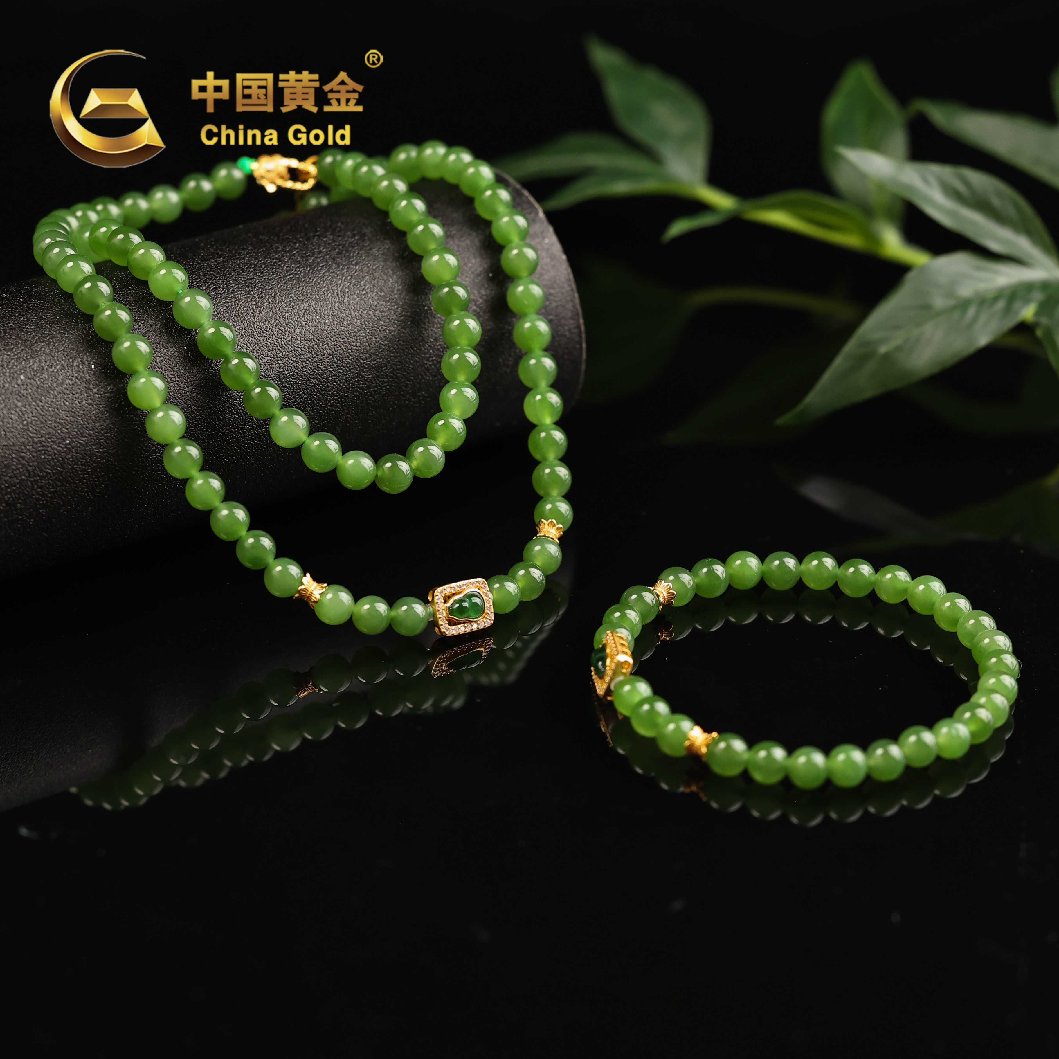 【中国黄金】春珉 | 和田玉*项链*S925银镶嵌*两件套-X2521-格