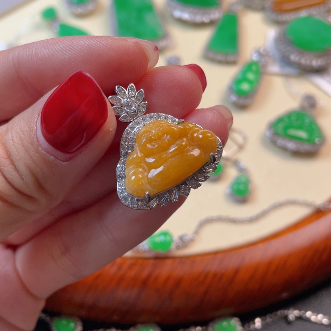 翡翠吊坠(不含链)银S925镶嵌