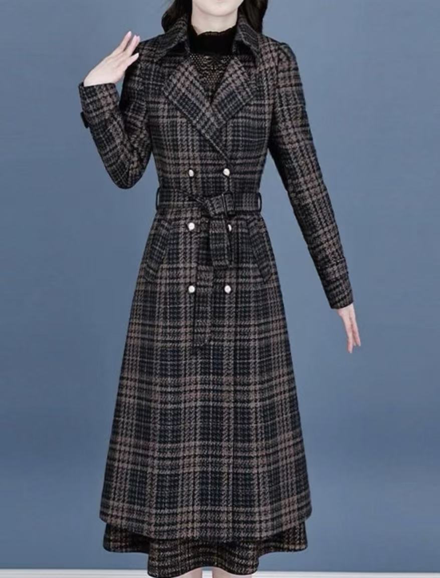 （运补3-5）高档优雅气质礼服套装2025冬季新款款复古两件套连衣裙