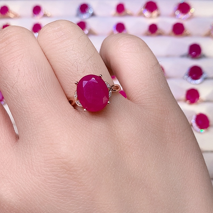 红宝石戒指银S925镶嵌