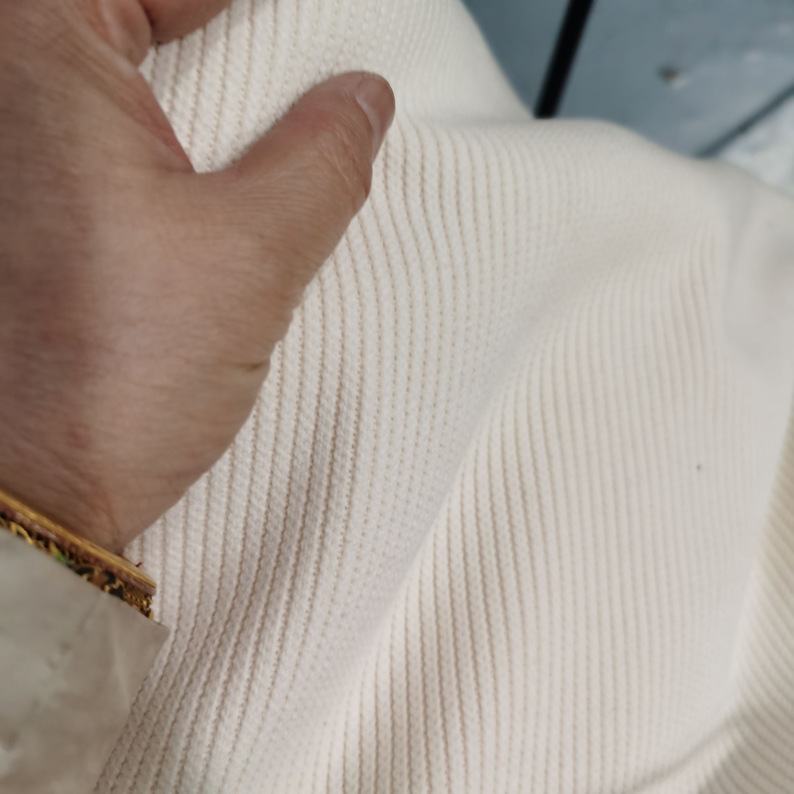 雪尼尔条绒布料乳白色1.1米