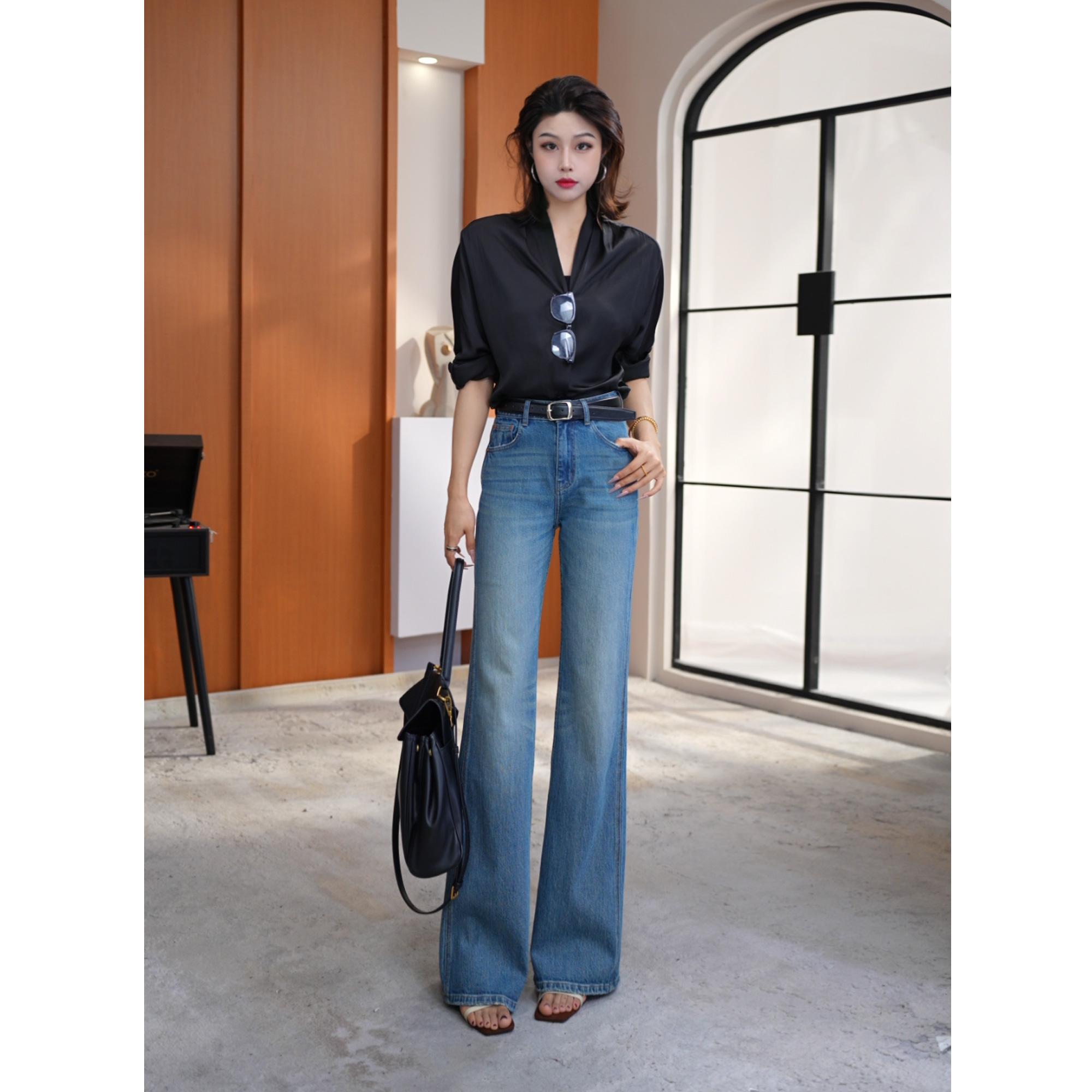 梨形救星！秋款直筒微喇上新高腰遮胯显牛仔裤女款爆款2025新款