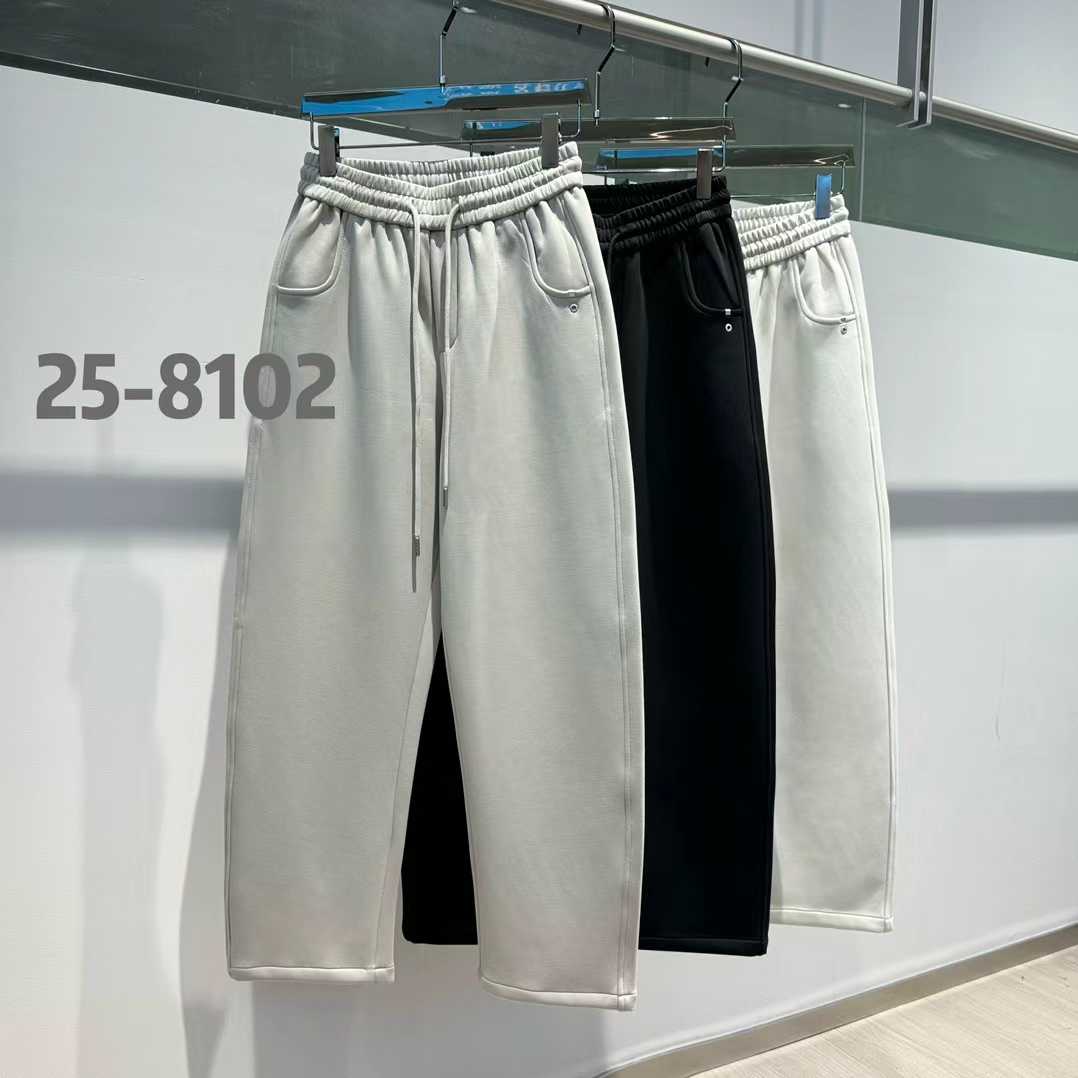 秋二波加厚竖条空气层简约舒适百搭宽松直筒休闲裤