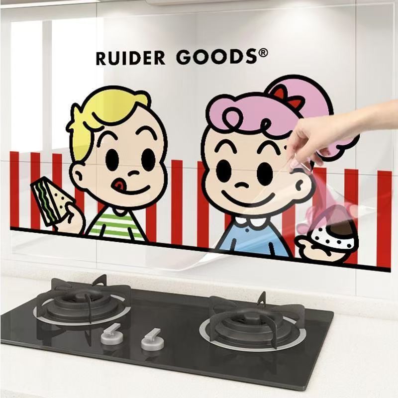 ins原田治厨房贴纸灶台橱柜墙面耐高温贴画防水防油自粘