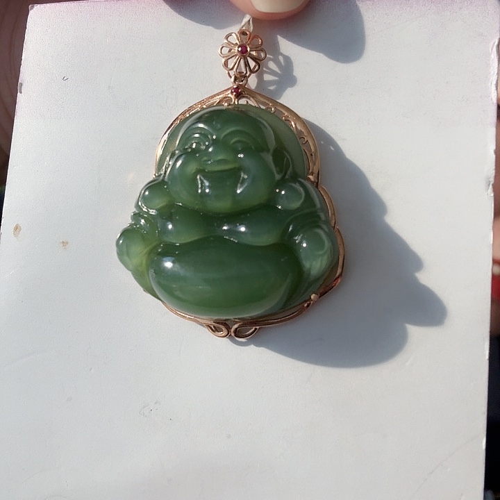 和田玉18K金镶嵌颈饰倩