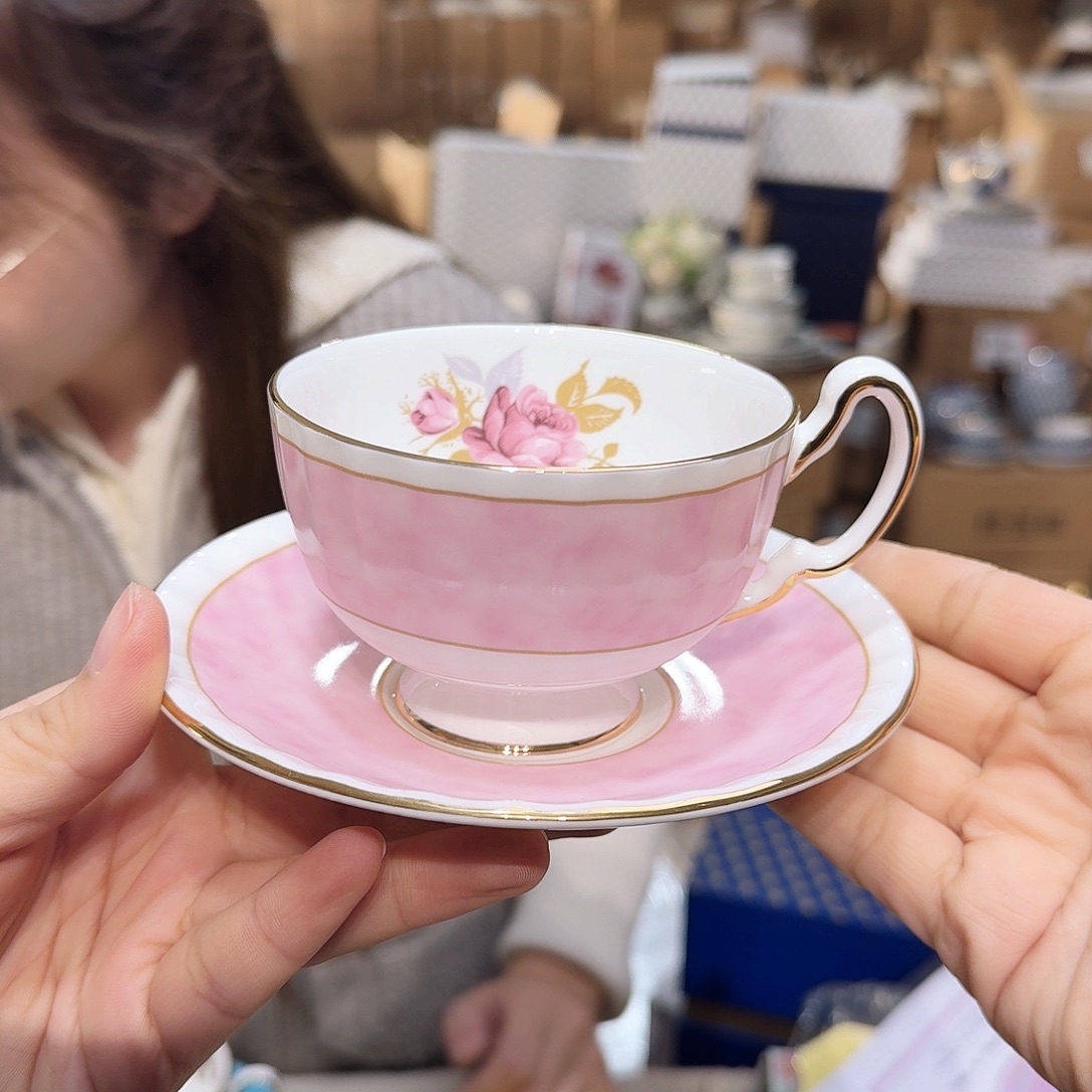 骨瓷高骨骨瓷咖啡杯碟一套220ml外贸骨瓷