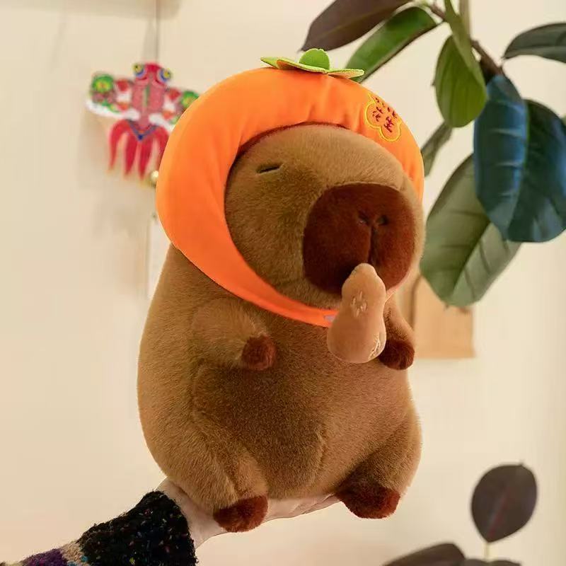 好柿花生水豚毛绒玩具萌趣可爱可抻拉花生卡皮芭啦玩偶创意礼物送