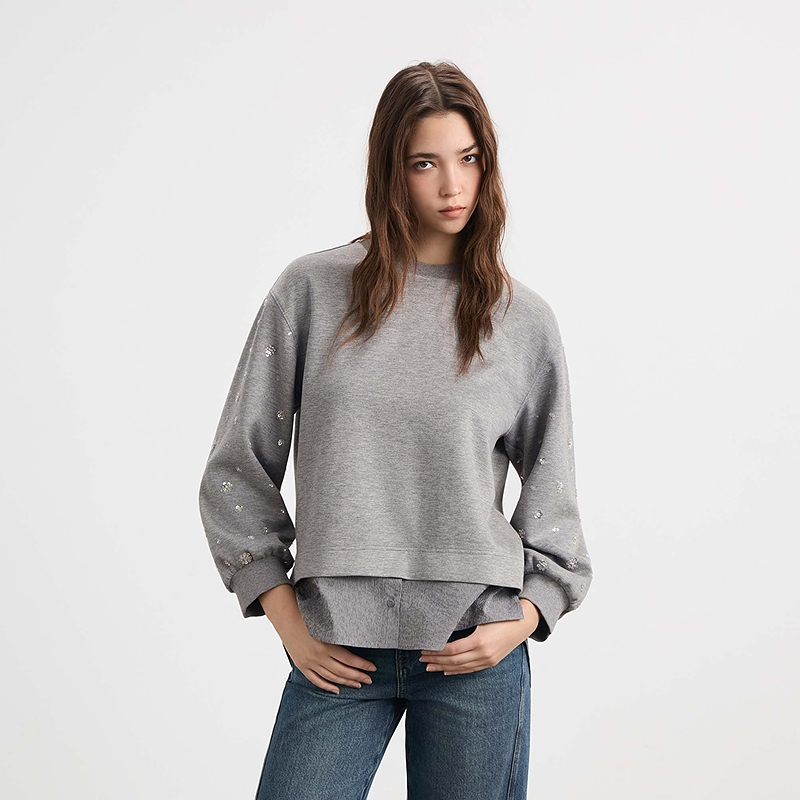 【粉丝专享】圣迪奥女装秋季新款韩版经典简约长袖卫衣S25363301