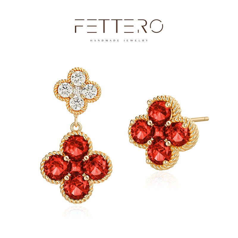 fettero 铜合金耳饰 【金色AB梅花耳钉】气质轻奢百搭少女小众