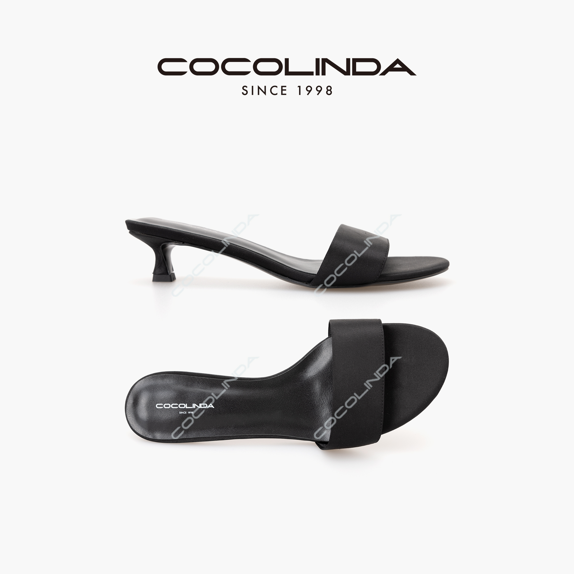 COCOLINDA | Row风真丝布法式优雅缎面猫跟拖鞋X2793