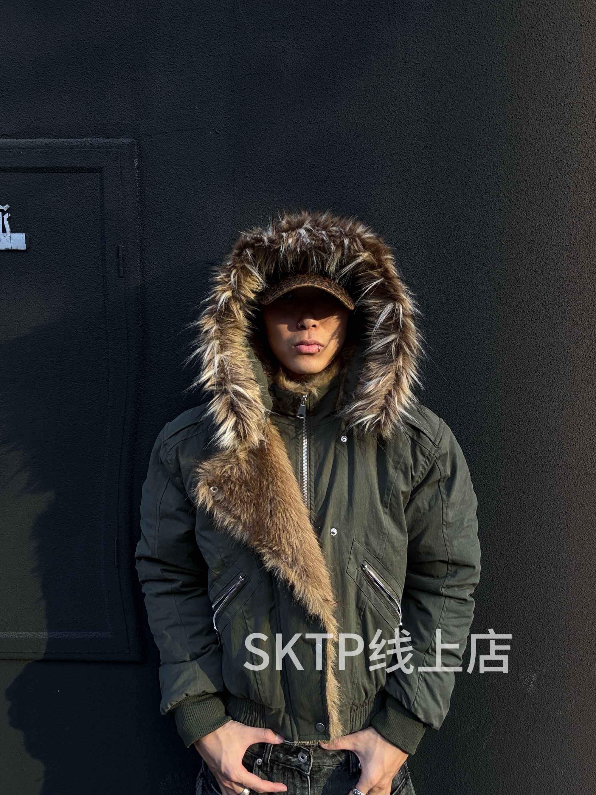 SKATEPARK“暗裔”多形态可拆卸毛领帽檐冬季棉服外套座山雕连帽