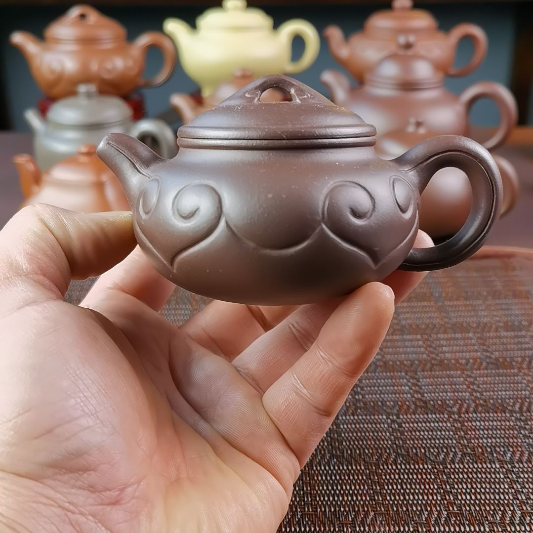 紫砂茶壶紫泥仿古如意170CC