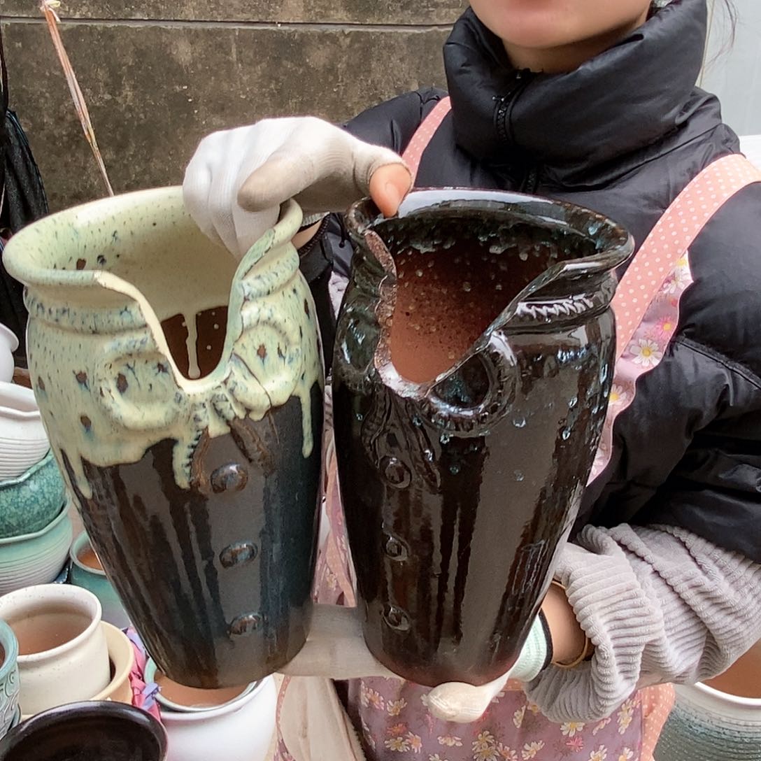 紫砂花盆瑕疵口14高25