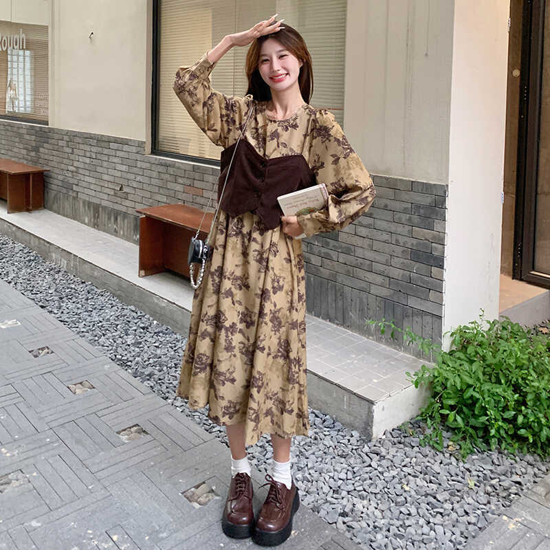 571-580 法式温柔时尚套装显瘦吊带长款收腰连衣裙（非主图款）