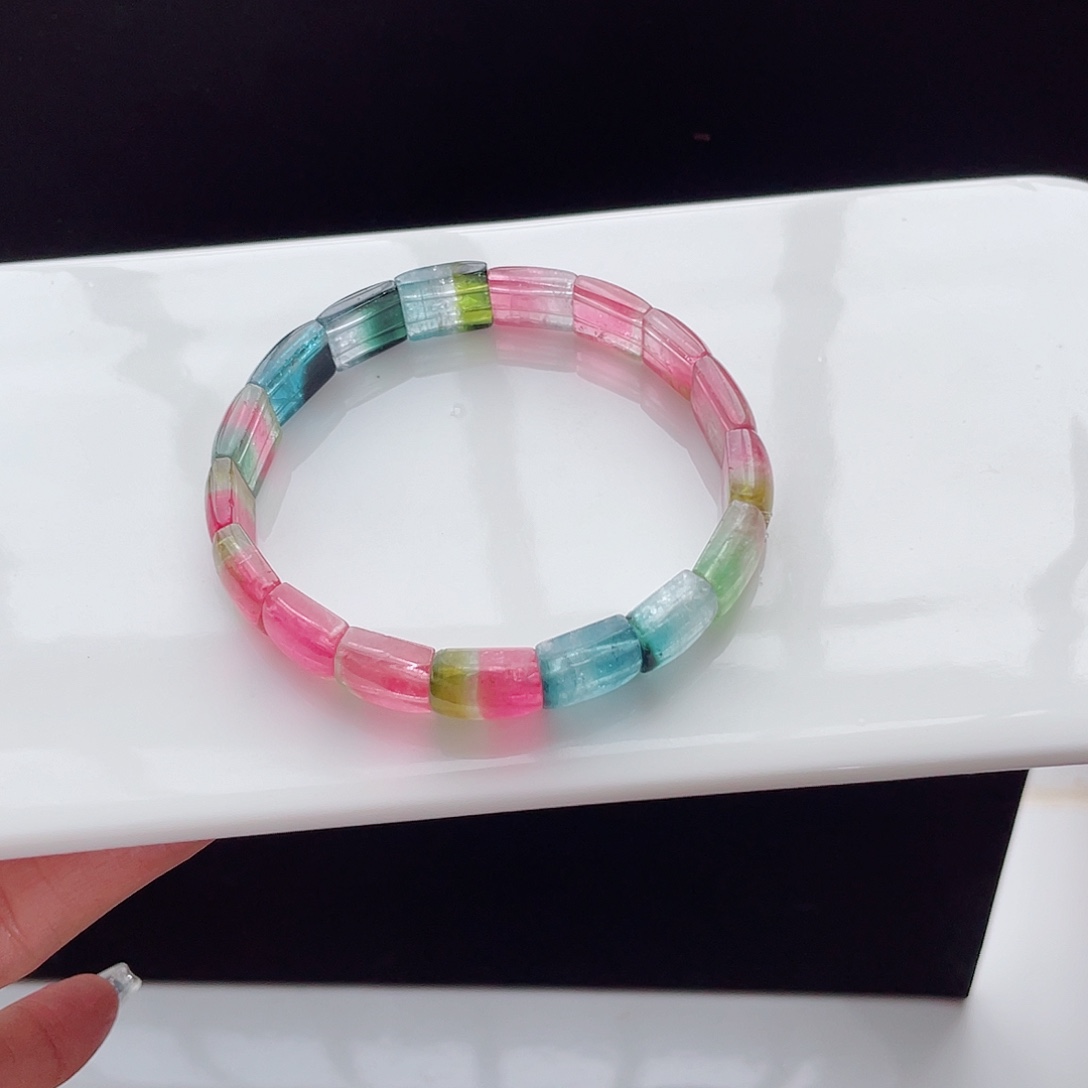 碧玺未镶嵌手链西瓜碧玺手链