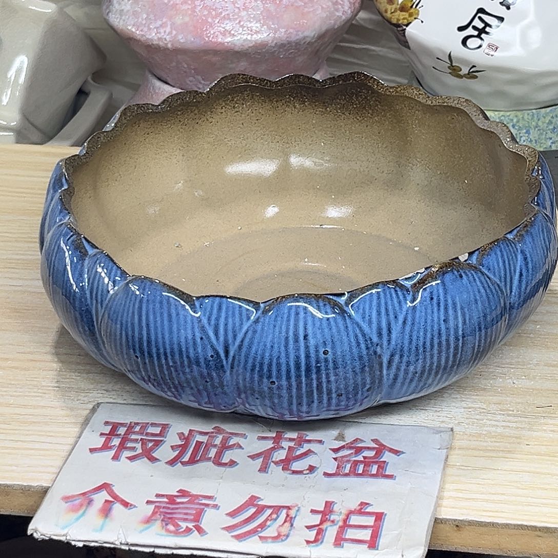 陶瓷绿植多肉微瑕花盆外口径22*8.5无孔