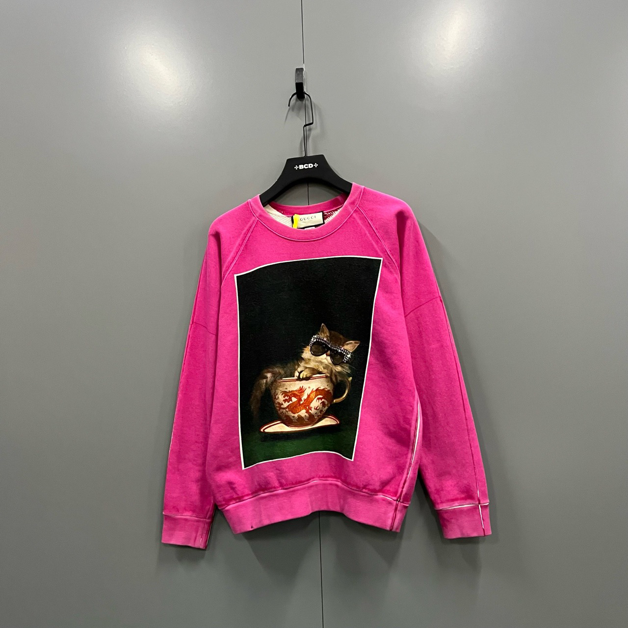 95新 GUCCI/古驰 猫图片印花卫衣 S码/10500/污渍