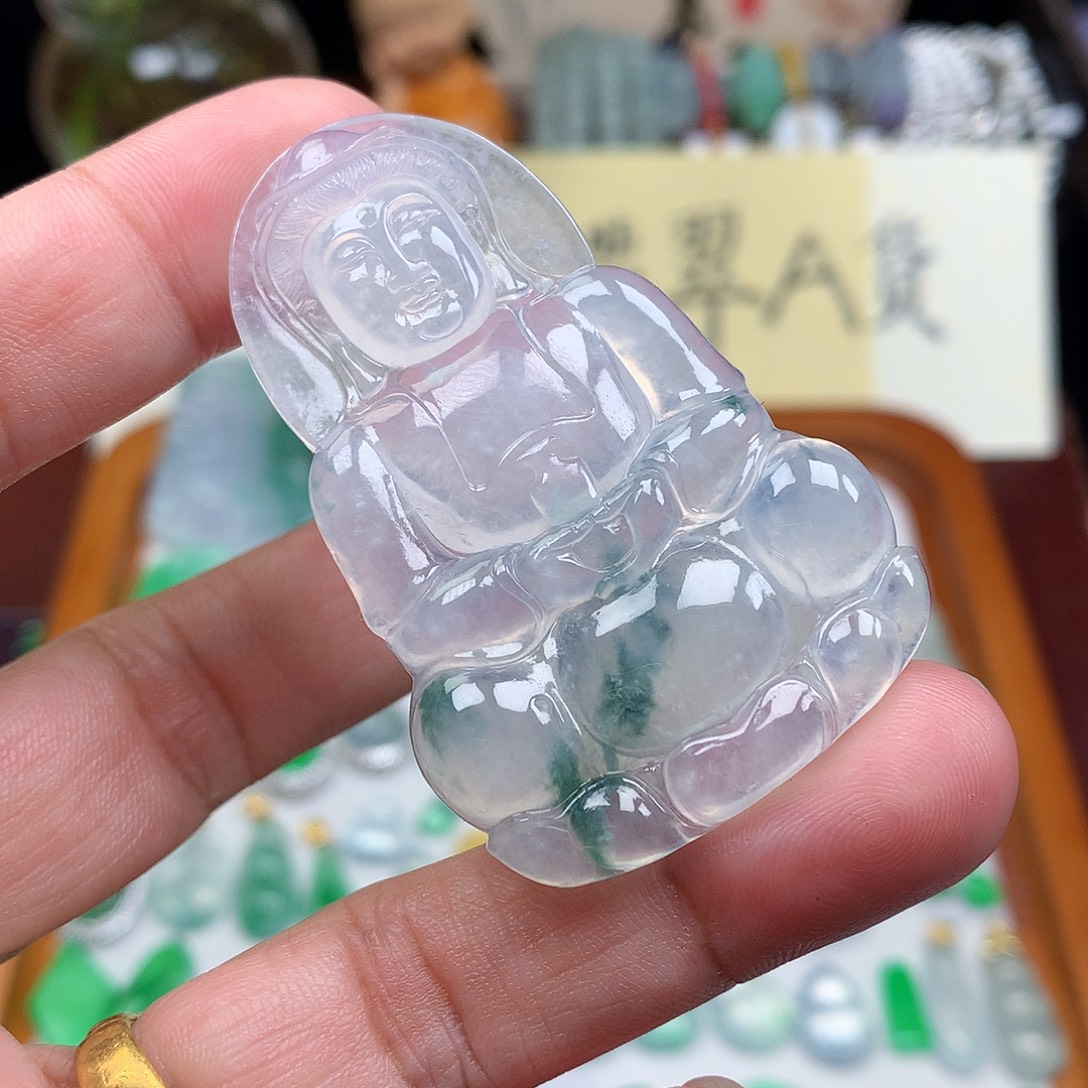 翡翠裸石缅甸天然A货翡翠冰种观音