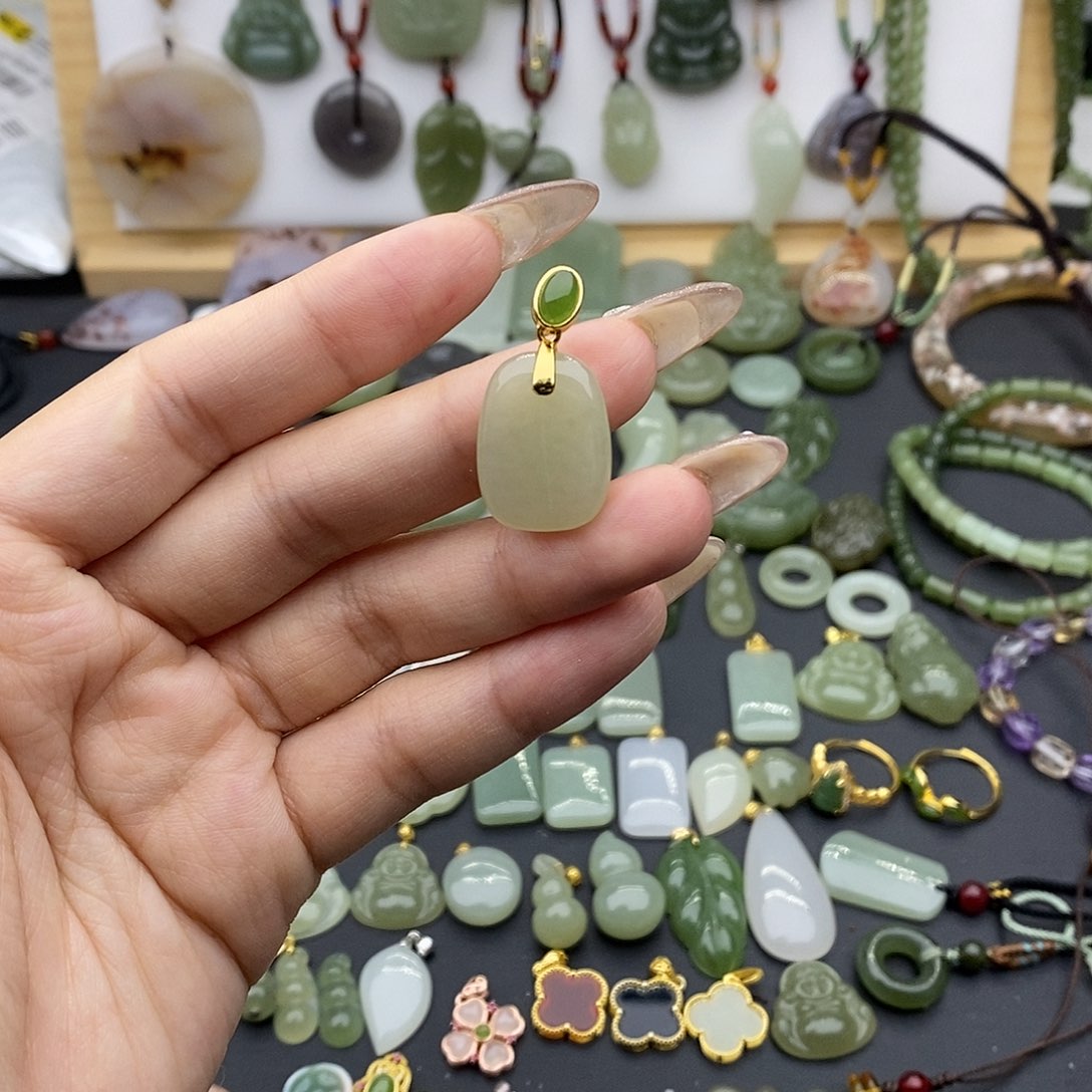 和田玉吊坠(不含链)银S925镶嵌