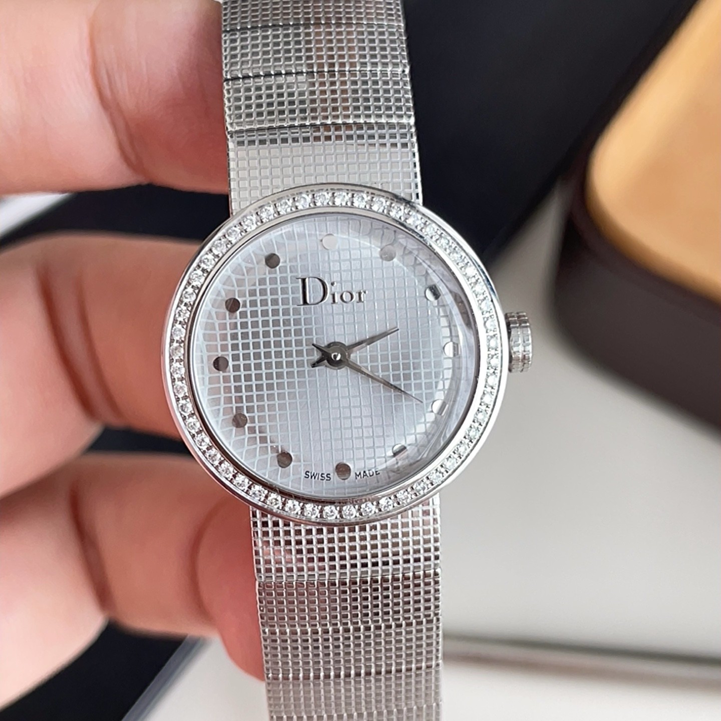 95新 DIOR/迪奥 未使用满钻时来运转·高奢珠宝款石英腕表
