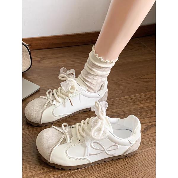 韩版新款小众白色面包鞋女ins潮2025新款学生百搭休闲板鞋J23