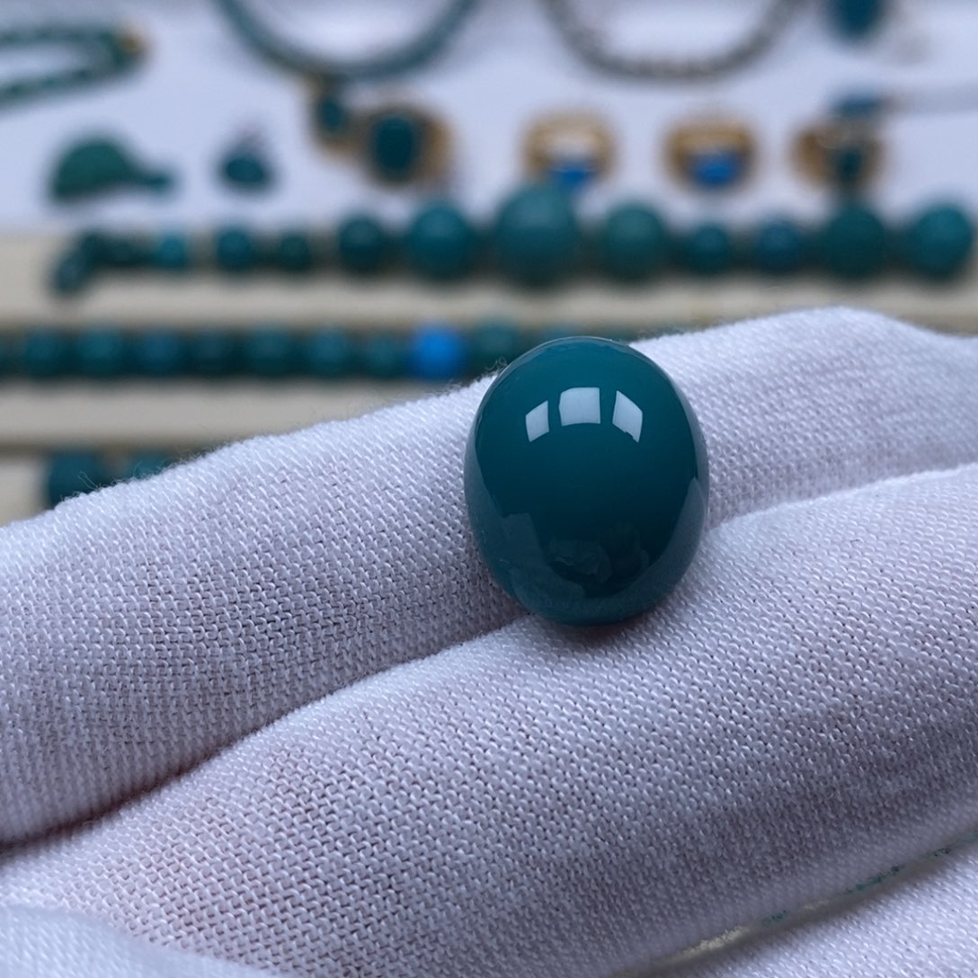 绿松石未镶嵌珠宝奇石戒面13mm