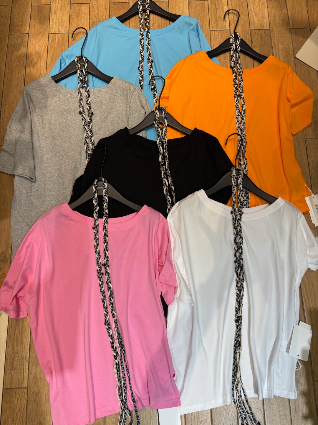 卡麦酱-PEACE 编绳斜肩短袖 14543