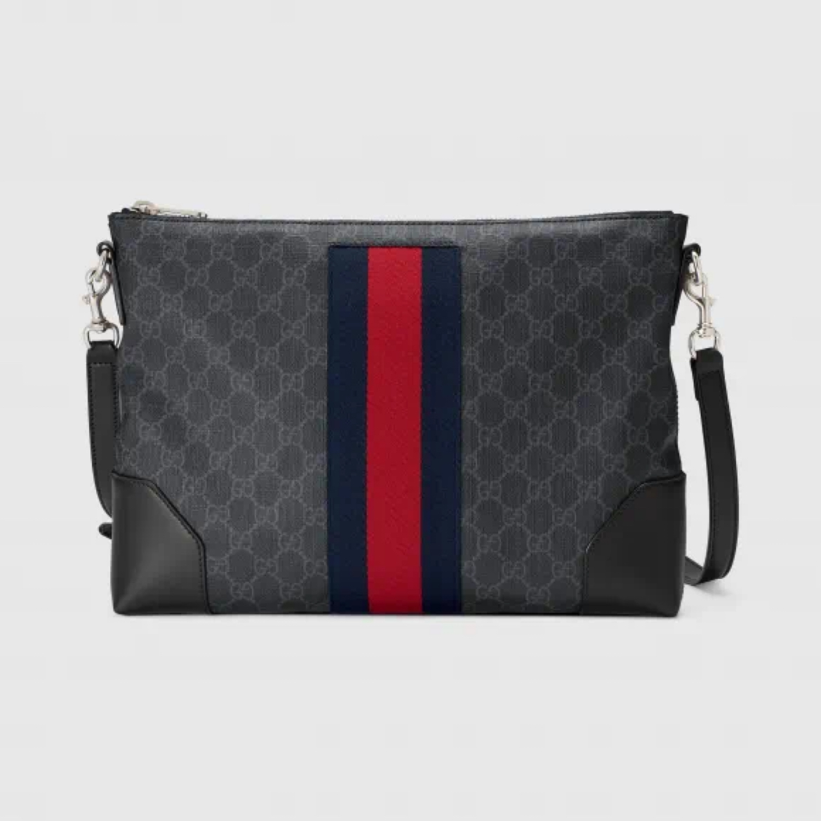 99新 GUCCI/古驰 5710红蓝条纹男士单肩包斜挎包