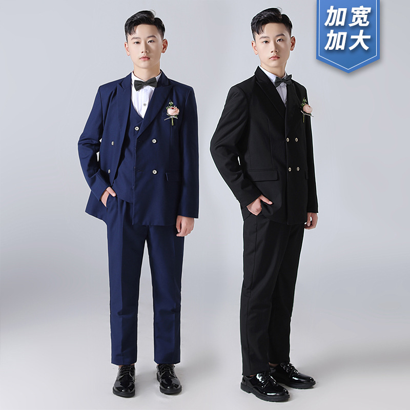 胖童男童西装套装儿童加宽加大码西服大童小主持人礼服钢琴演出服