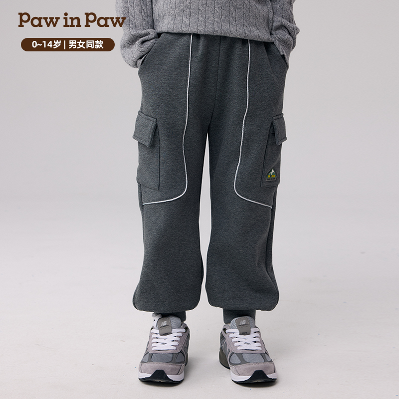 PawinPaw童装秋冬男女童加绒针织裤反光条舒适PCTME4V41E